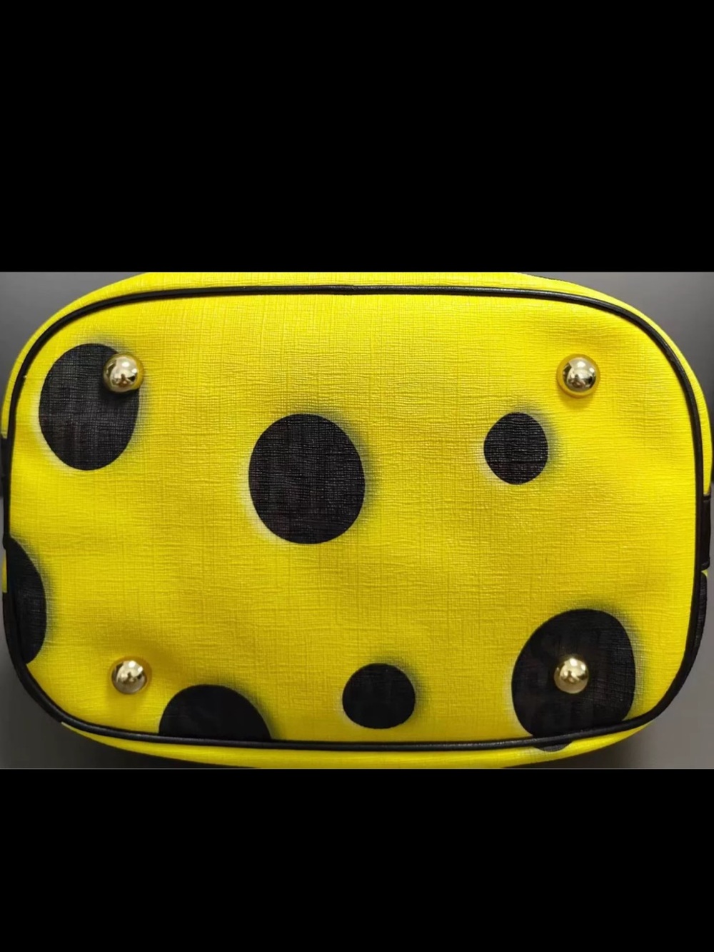 Moschino Spongbob Yellow and Black Polka Dot Shoulder Bucket Bag with Straps - Picture 8 of 8